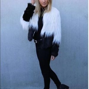 Black and White Faux Fur Jacket